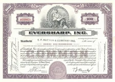 Eversharp, Inc. - Writing Utensils Co. Stock Certificate - General Stocks
