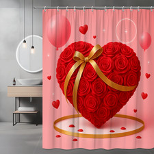 Red Rose Heart Shower Curtain for Valentine's Day