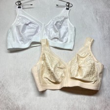 Playtex Bra Lot of 2 48C White Beige Nude 4693 18 Hour Shoulder Comfort Wireless