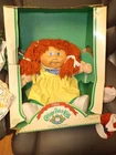 Cabbage Patch Kids 1984 Baby Doll Red Curly Yarn Hair Blue Eyes Yellow Dress Box