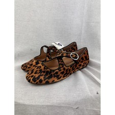 A New Day Tamsin Leopard Print Mary Jane Flats Brown Black Size 6 NEW