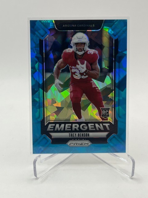 2024 PANINI PRIZM TREY BENSON RC EMERGENT BLUE ICE PRIZM #D 16/99 SP CARDINALS