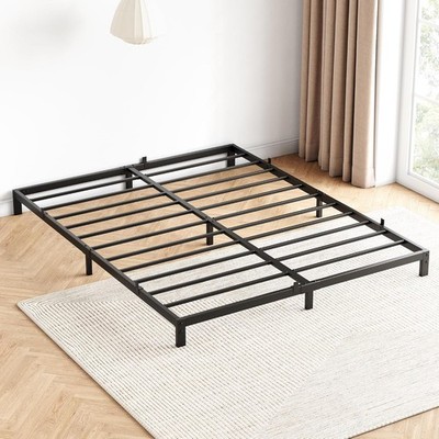 6in-14in Metal Queen King Full Size Bed Frame Bedroom Sturdy Steel Slat Support