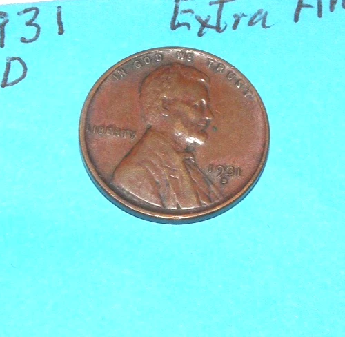 1931 D  WHEAT CENT  EXTRA FINE  # 3