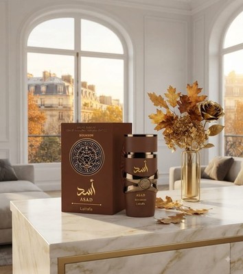 Lattafa Asad Bourbon Eau de Parfum Spray Fragrance for Men, 3.4 oz 100ml
