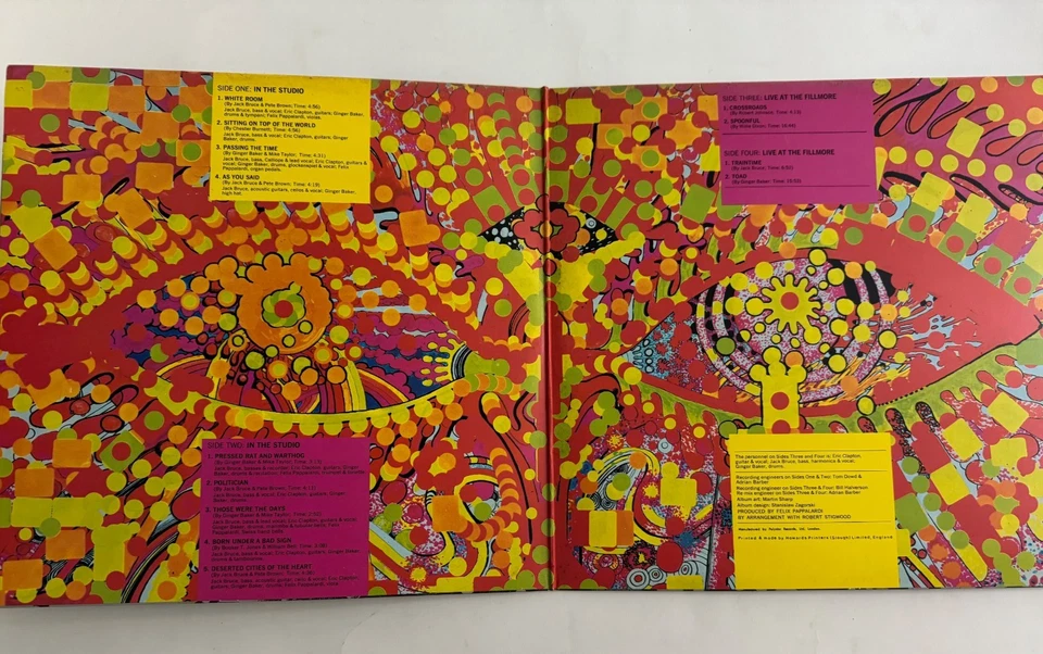 Кремовая долгоиграющая пластинка «Огненные колеса» Polydor 583-031 ~ Великобритания ~ Gatefold ~ 1968 ~ почти как новая - Изображение 2 из 4