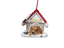Golden Retriever Doghouse Ornament Hand Painted and Easily Personalized