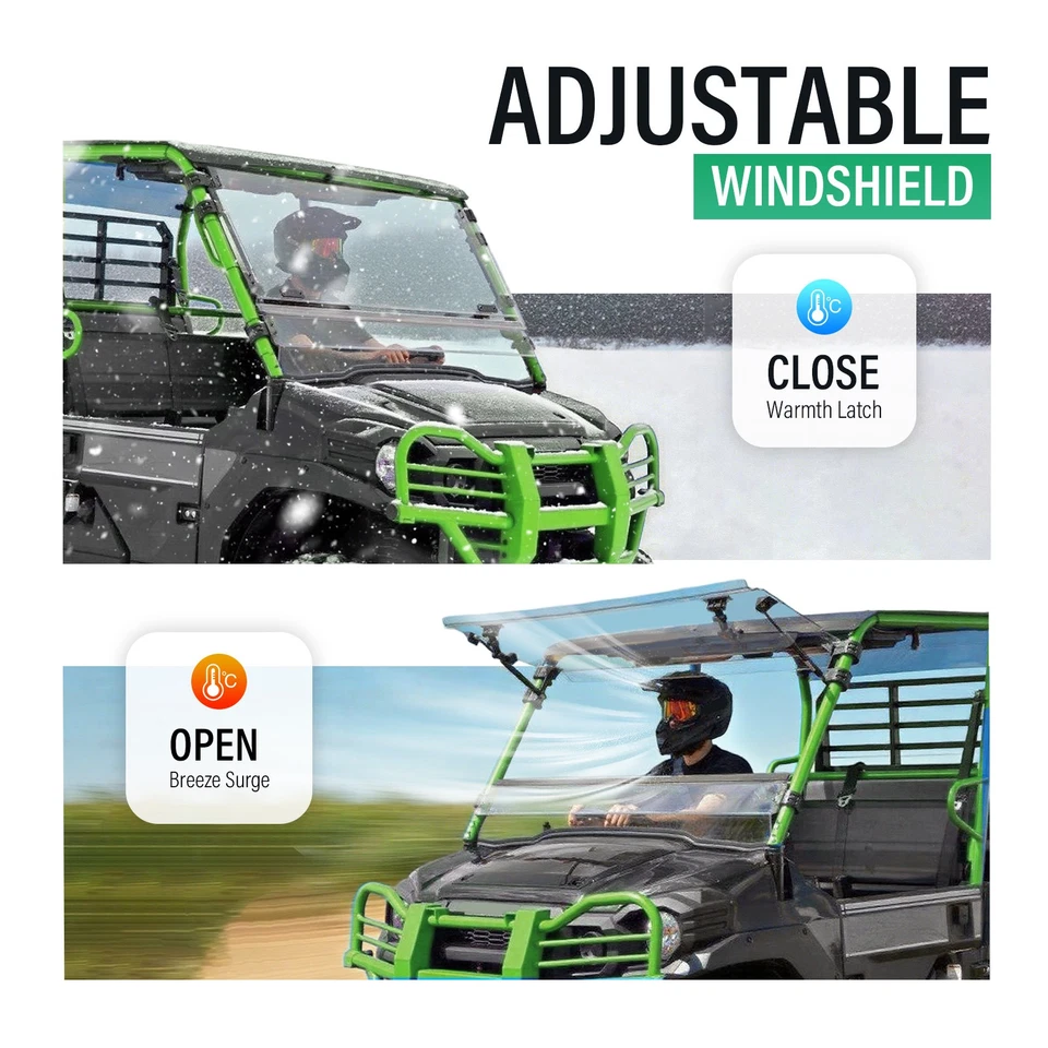 Parabrisas abatible resistente a arañazos para Kawasaki Mule Pro FXT/DXT/DX/FX 2015+ Foto 2 de 4