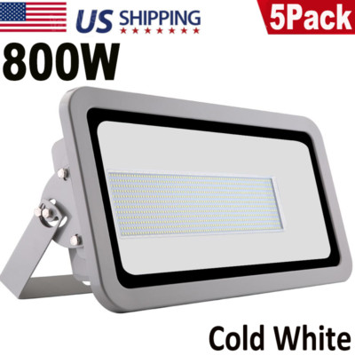 5PACK 800W LED Flood Light Cool White Super Bright Waterproof Outdoor Security
