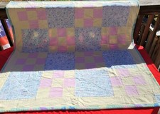 Handmade Baby Crib Quilt Soft Fabric Patchwork 2 Sided Neutral Colors Unisex