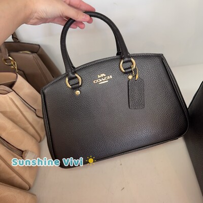 NWT Coach Small Savannah Leather Carryall Satchel CAL54 Gold/Black
