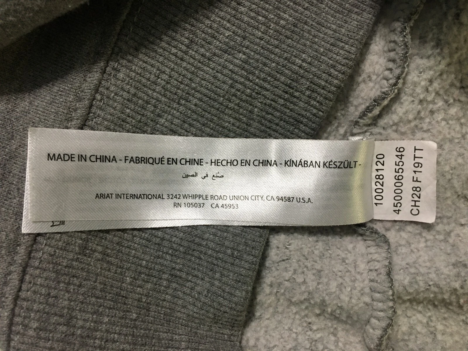 VETEMENTS Felpa con cappuccio Ariat uomo taglia L grigio bordeaux logo Spellout pullover L S