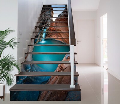 3D Rock Lake ZHU856 Stairs Risers Decoration Photo Mural Vinyl Wallpaper Amy