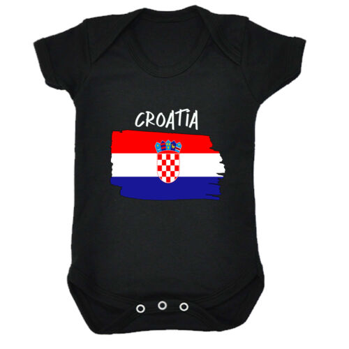 Croatia Country Flag Nationality - Soft Babygrow Bodysuit Gift Newborn Grow Baby - Picture 1 of 8