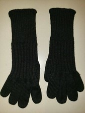 girls SOLID BLACK WINTER KNIT GLOVES ages 4 to 8 clean warm CUFF BACK  
