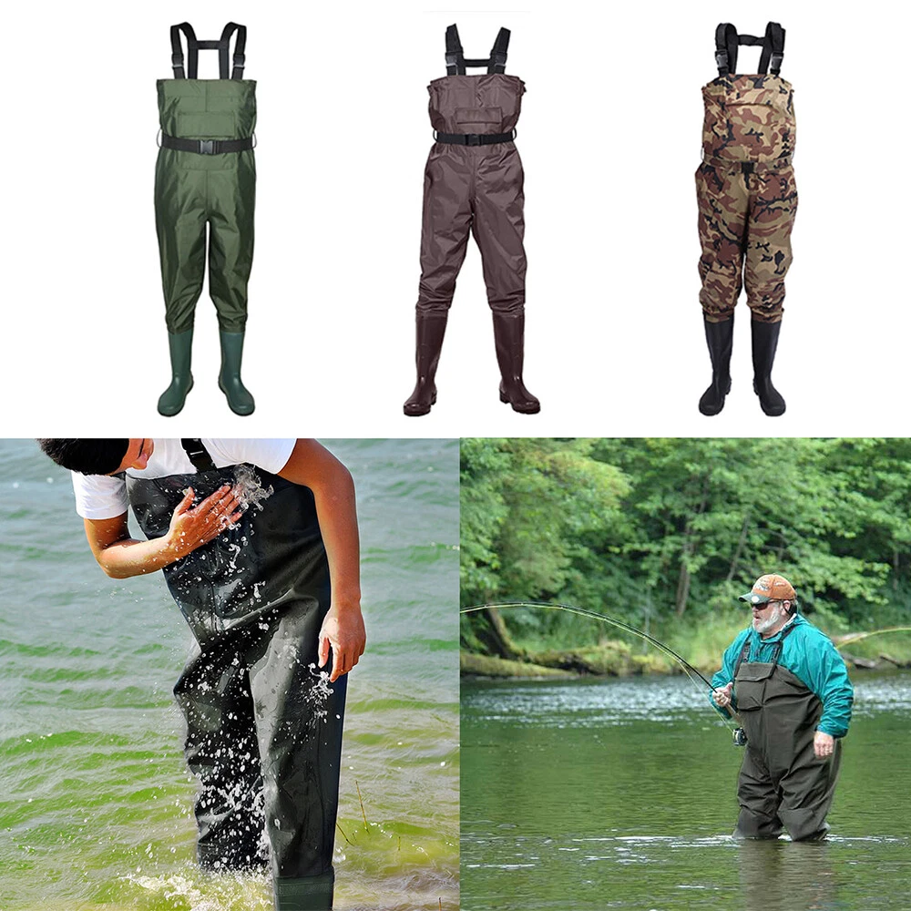 Waterproof Chest Waders Nylon 2-Ply Rubber Bootfoot 6-13 size Hunting Fishing