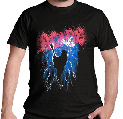 AC DC T Shirt Thunderstruck Logo Rock Album Fishwick Art Official New S ...