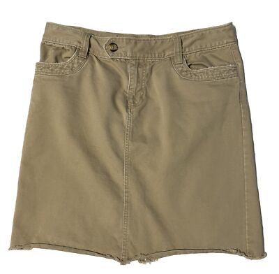 Old Navy Midi Skirt Tan Khaki Denim Pencil Low Rise Slit Women
