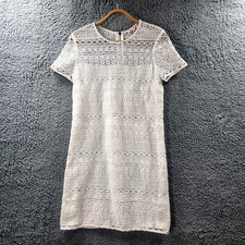 JUICY COULTURE Womens Shift Dress Size 4 Ivory Lace Short Sleeve Round Neck