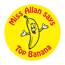 110 Personalised Teacher Parent reward Stickers for Pupils Well Done Top Banana