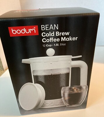 Bodum BEAN Cold Brew Coffee Maker 12 Cup Capacity 51 Oz - White - New in box