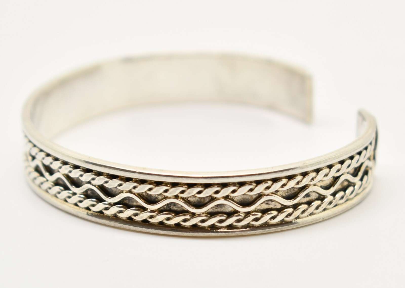Sterling Silver Unique Pattern Cuff Bracelet 6.0"… - image 3