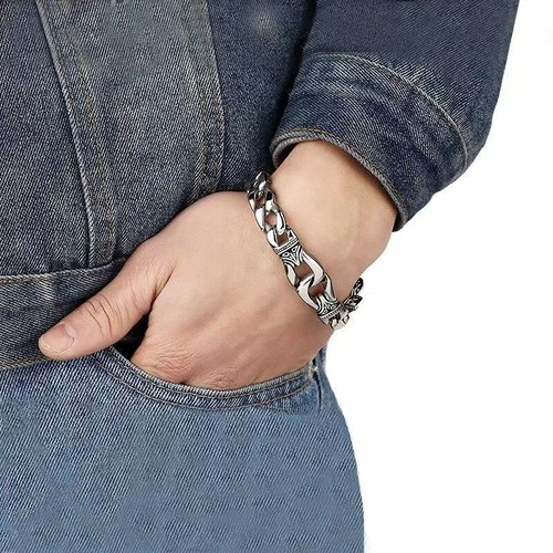 20cm Mens Motorcycle Biker Cuban Link Chain Bracelet Stainless Steel - Picture 2 of 10