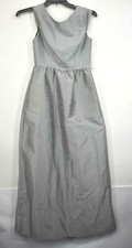 Alfred Sung Women Quarry Silver Grey Cap Sleeve Dupioni Full Length Gown Dress 4