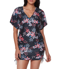 Bar III Tropical Escape Floral-Print Caftan Cover-Up Women's Swim Size M 2553