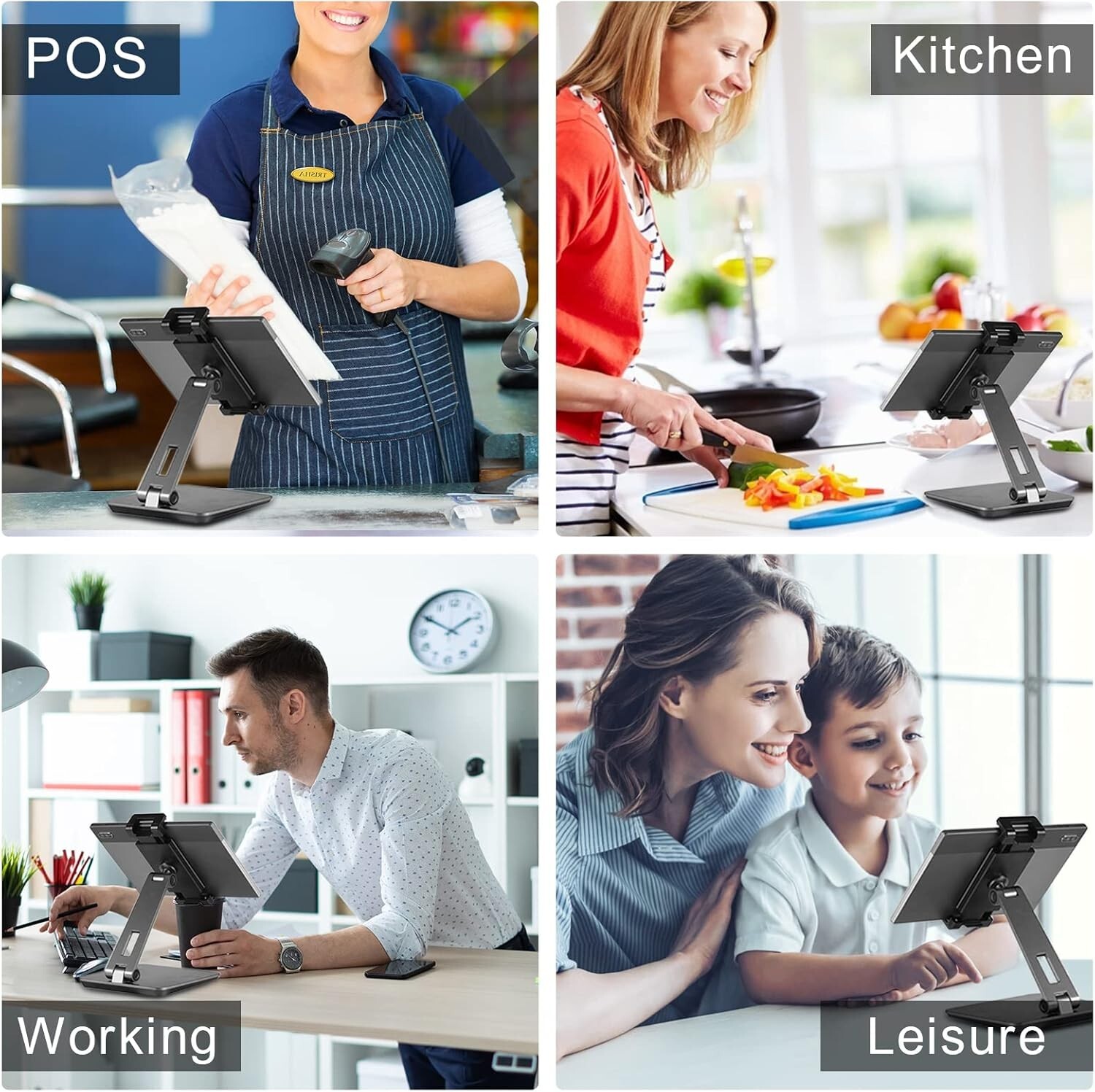 Tablet Stand Adjustable & Foldable, 360° Swivel Heavy Aluminum Tablet Holder for-image