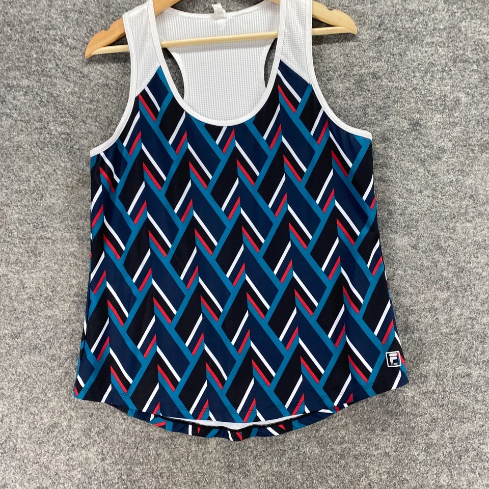 Fila Activewear Tank Women L Large Blue Geometric Sleeveless Racerback Athletic - Image 4 of 4