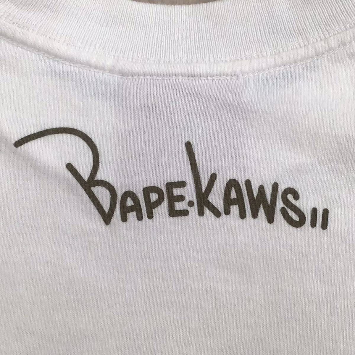 BAPE × kaws bendy 1st camo yellow box panel T-shirt White A