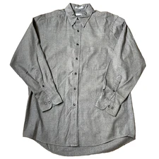 Geoffrey Beene Button Up Shirt Men's 15.5 Medium Gray 100% Cotton Luxury Office