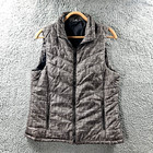 Suzanne Grae Womens Puffer Vest Jacket Size S Brown Black White Sleeveless Zip