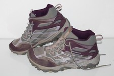 Merrell Moab FST Mid Hiking Boots, 61729, Gray/PPL, Leather, Youth US Size 6Y