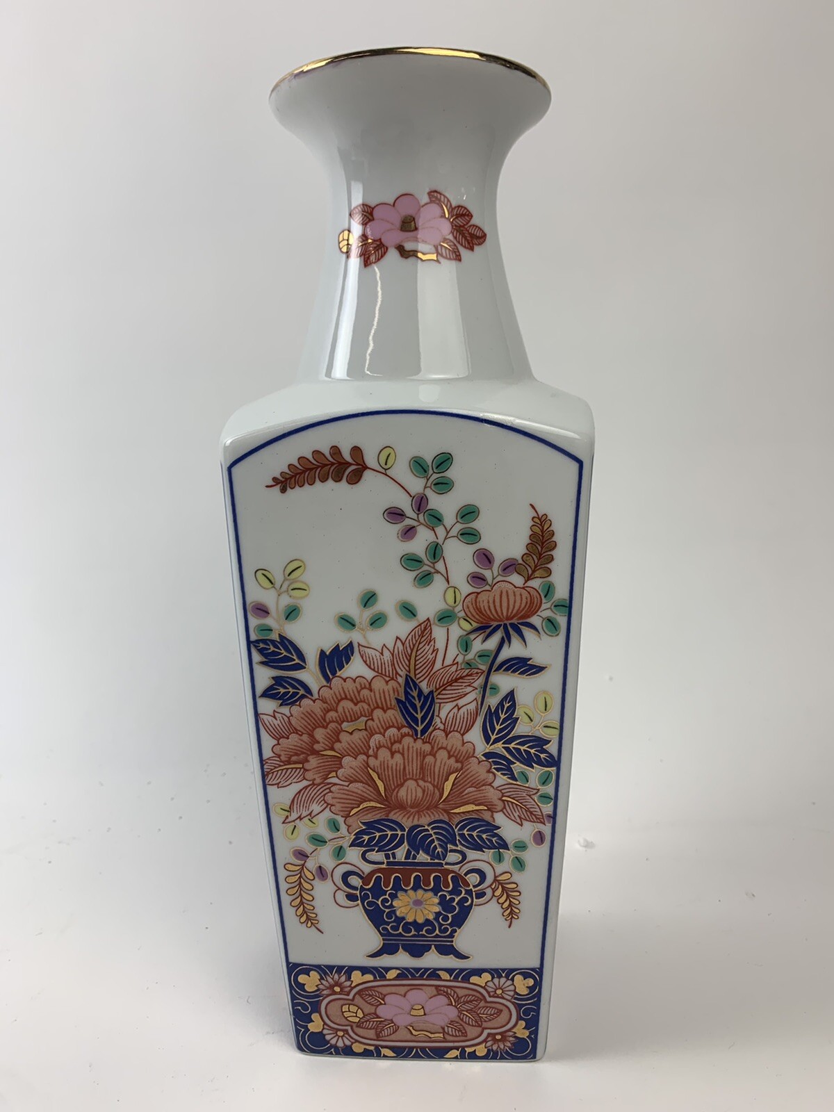 Imari Style Vtg Japanese Oriental Floral Design Vase w/Gold Trim Japan 10  1/2" | eBay
