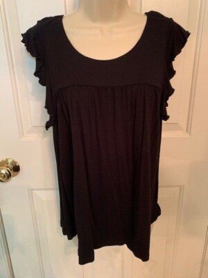 Lascana Ruffle Top Black Lascana Ruffle Cap Sleeve Top Size 8/10 | eBay