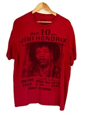 Jimi Hendrix Shirt Short Sleeve Crew Neck Concert Shirt Band Tee Red