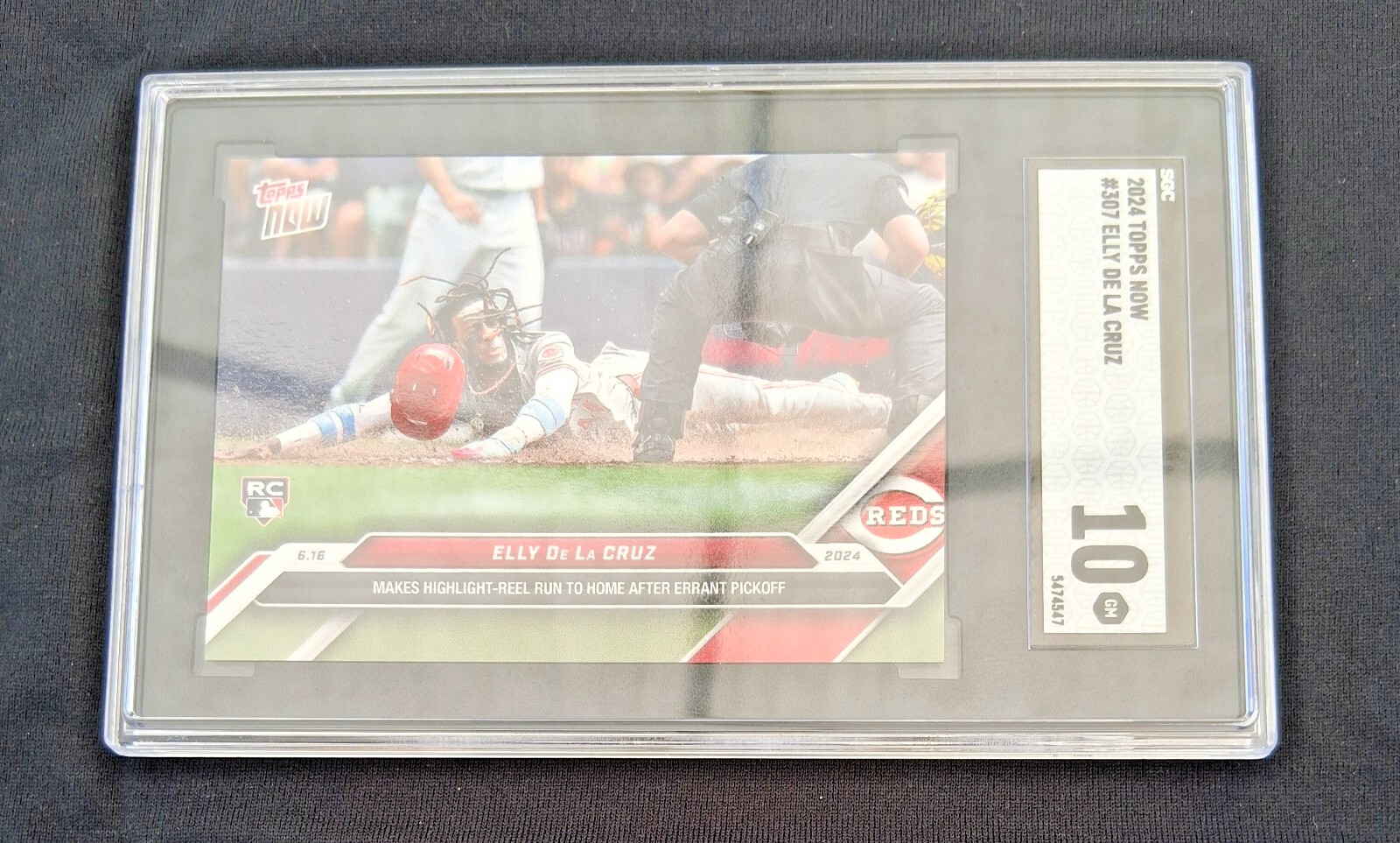 Elly De La Cruz - 2024 MLB TOPPS NOW Card 307 - HIGHLIGHT-REEL RUN RC SGC 10 GEM