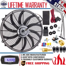 High 3500-CFM 16"Inch Electric Radiator Cooler Fan Thermostat Relay Switch Kits