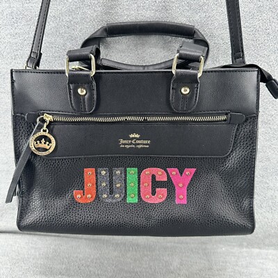 JUICY COUTURE- Black Rock Candy Satchel Handbag Leather 108833 | eBay