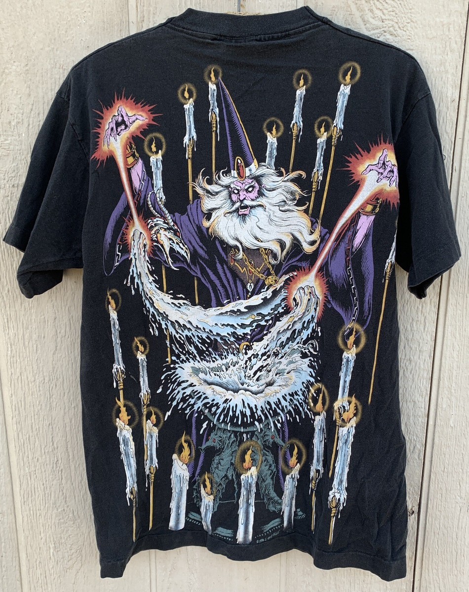 Vintage Wizard T Shirt AOP Front Back Graphic Single Stitch Liquid