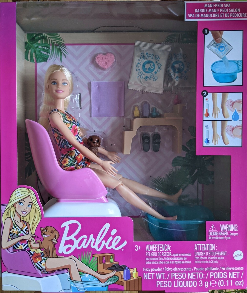 Barbie Spa Playset with Blonde Barbie Doll, Puppy, Foot Spa and