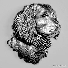 Spaniel Head Pewter Pin Brooch -British Hand Crafted- Police Sniffer Hunting Dog