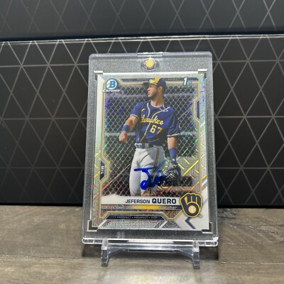 #ad Jeferson Quero Signed IP Au 1st Bowman 2021 Chrome Mojo Refractor BCP181 Brewers $39.99