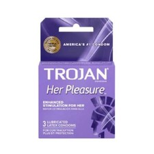 TROJAN Her Pleasure Sensations Lubricated Condom, 3 Count- Pack of 3