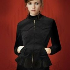 Fred Perry Amy Winehouse Thick Black Velvet Harrington Fitted Jacket - Size 8