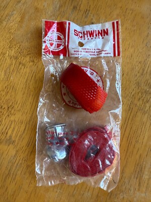 Schwinn RED road bike HANDLEBAR TAPE w/ TWO CHROME bar  plugs Varsity, Paramount