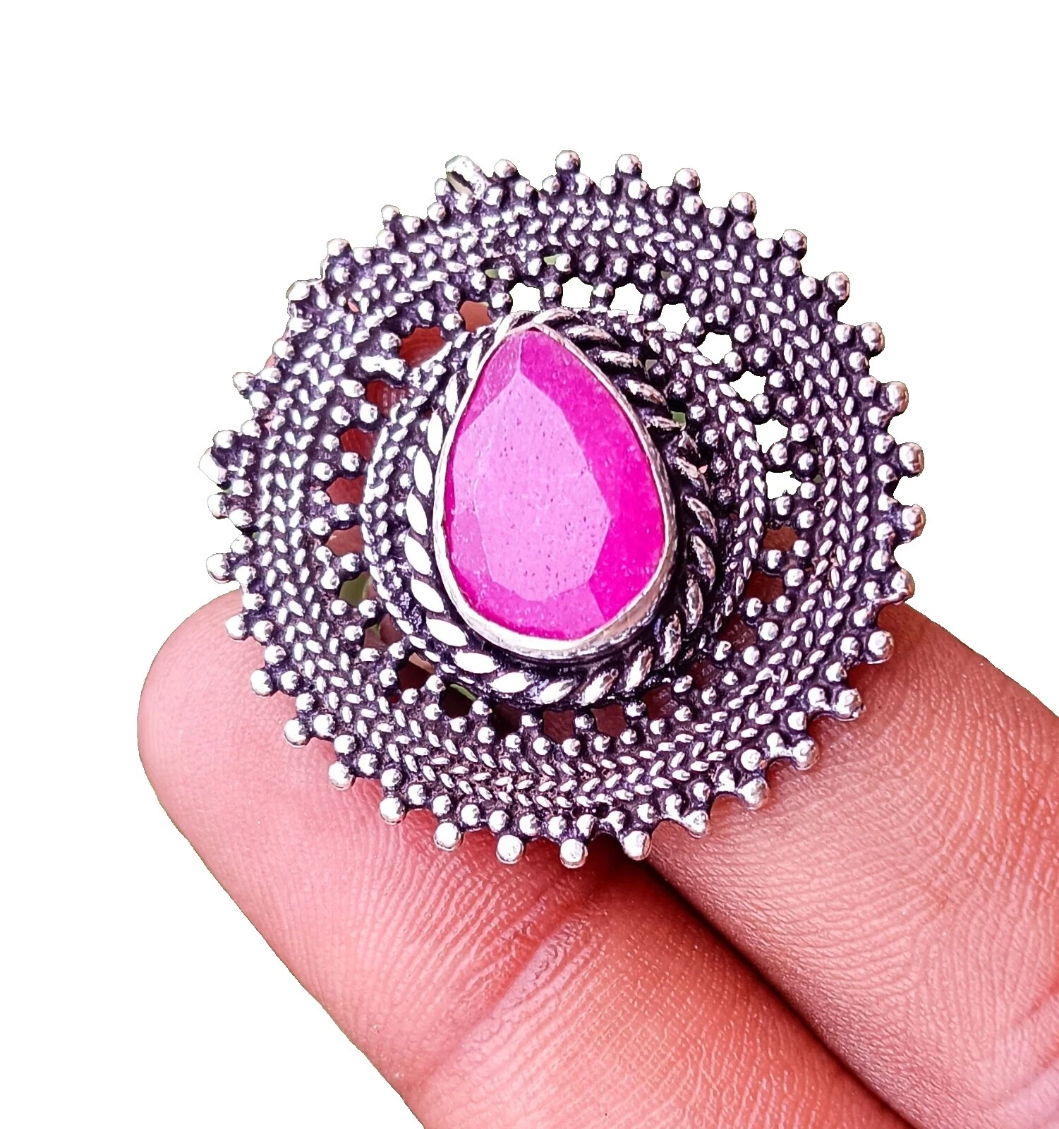 Glass Silver Plated Ruby Fashion Jewelry