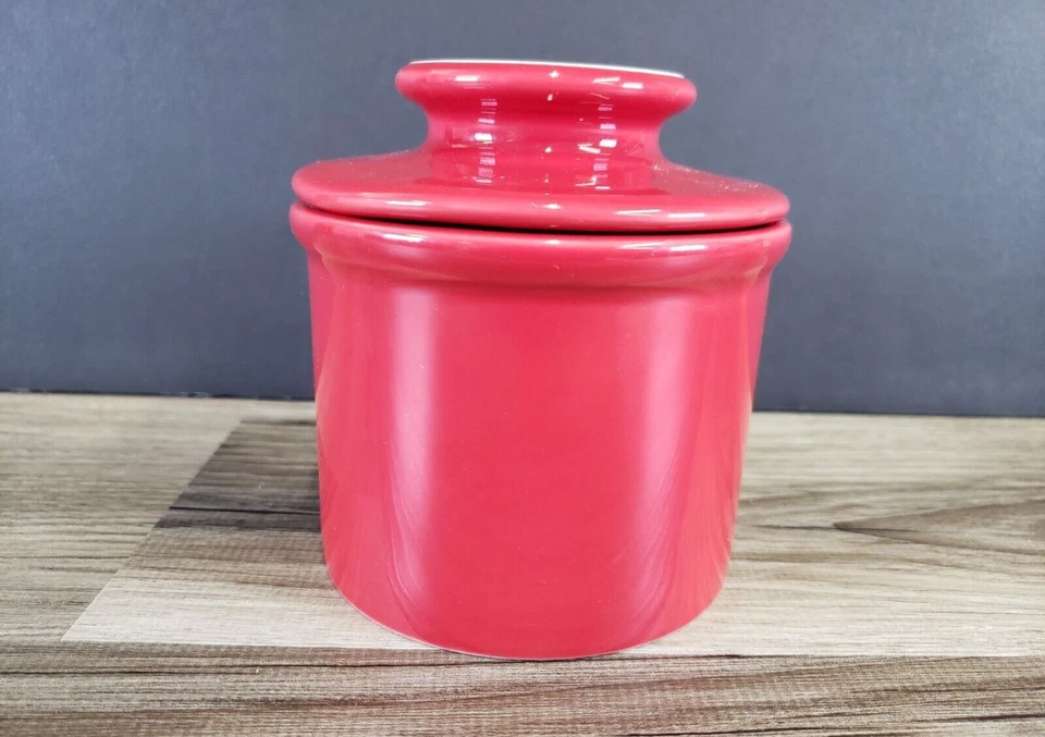 BUTTER BELL CROCK Red Ceramic 4.25" TALL - Image 2 of 4